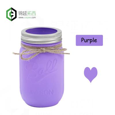 China Metal Custom Design 500ml 16oz Wide Mouth Purple Glass Mason Jar With Separated Lid for sale