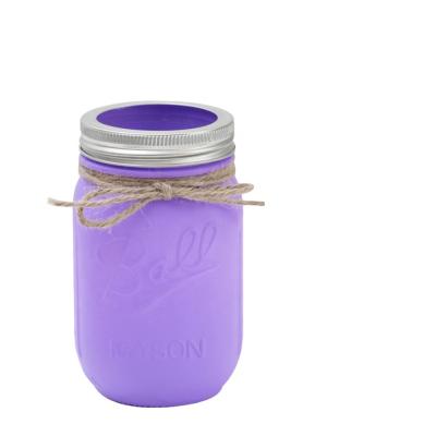 China Modern Custom Design 500ml 16oz Wide Mouth Purple Glass Mason Jar With Separated Lid for sale