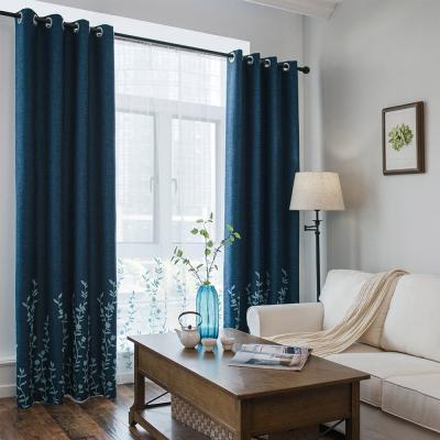 China New Blackout Design Embroidery Curtain Fabric Grommets Bedroom Curtain Fabric for sale