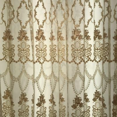 China Russian Embroidery Design Luxury Embroidered Curtain Turkish Embroidered Sheer Voile Curtain Fabric for sale