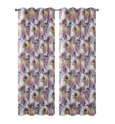 China Print sheer curtain multiple leaves printed curtain fabric in dimout polyester printed curtain fabric for sale