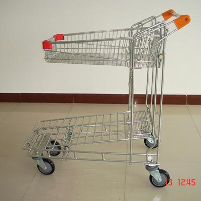 China Unfolding Reasonable Price Customized Steel Supermarket Metal Shopping Cart Trolley Four Wheels for sale