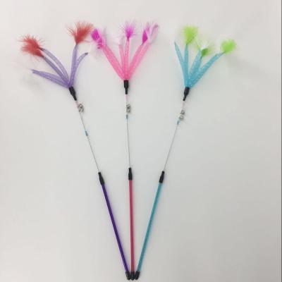 China Unique Chinese Toy For Pets Cat Teaser Toy Set For Pet Shop Of Cat Teaser Colorful Strip Wand Funny Training Feather Cheap Viable for sale