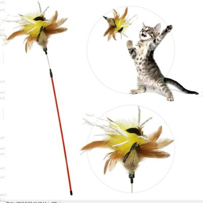 China Viable Hot Products For Sale Online For Amazon Reasonable Price High Quality Feather Toy With Wrinkle Pop Paper Flower Cat Toy Magic Wand for sale