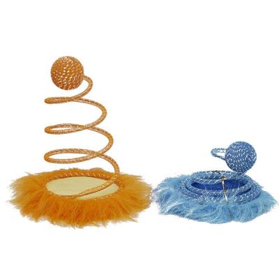 China Factory Sustainable Spring Cat Toy Straight With Scratching Board And Thick Plush Cat Toy Cat Scratcher for sale