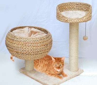 China Wholesale Viable New Arrival Cat Hammock Deluxe Luxurious Wooden Sisal Cat Tree for sale