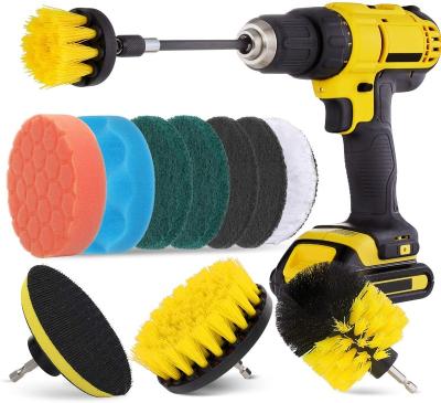 China 12 Pcs Sustainable Drill Clean Brush Scrubber Pads Power Scrubber Cleaning Kit All Purpose Cleaner Scrubbing Cordless Drill For Cleaning Pool for sale