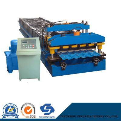 China 828 Metal Roof Tile Roll Forming Machine Glazed Tile Sheet Rollformer for sale