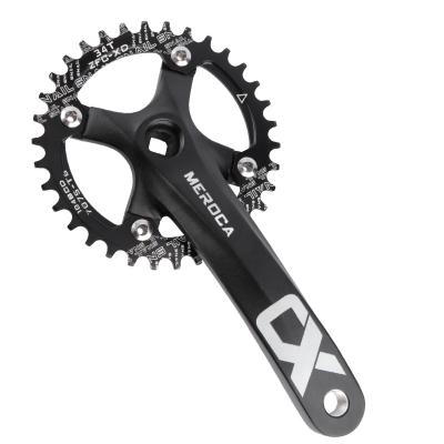 China Mountain Bikes MEROCA Bicycle Crank Sprocket 104BCD MTB Bike Crankset Aluminum Alloy With 170mm Bottom Crank Plate 32/34/36/38/40/42T Black for sale