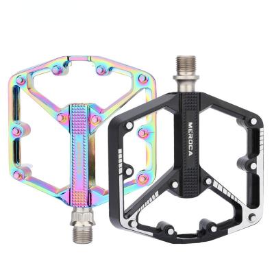 China Mountain Bikes MEROCA Bicycle Pedal Wear Resistance Anti Slip Aluminum Alloy Double DU Foot Pedal 3 Bearing For Brompton Bike Pedals Bicicleta for sale