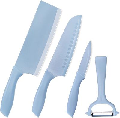 China Sustainable Professional Stainless Steel Colored Ultra Sharp Kitchen Knife Set For Carving Peeling And Slicing Cooking for sale