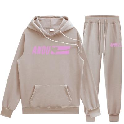 China Men's Thermal Sport Fitness Pullover OEM Logo Gym Polyester Custom Sweatshirts Pants Jogging Mens Hoodies Set Mens Tracksuit for sale