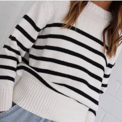 China Anti-wrinkle AmazonA 2020 new hot seller autumn/winter for women's wear horizontal pullover sweater women's stripe top sweater for women for sale