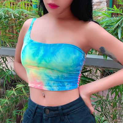 China A Viable Wholesale Shoulder Tie Dye Wrapped Chest Culture Tube Top For Women for sale