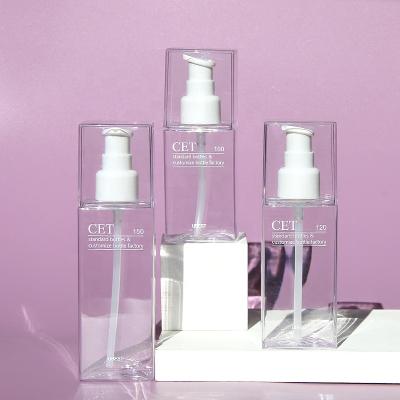 China Cosmetic MOQ 3000 Customized Printing LOGO Rectangular Clear Containers 30ml 50ml 60ml 80ml 100ml 120ml 150ml For Cosmetic Plastic Bottle for sale