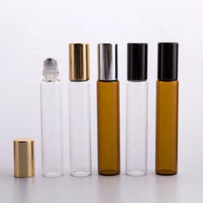 China Glass Amber Gold Cap Roller Ball Personal Care Stock 10ml Perfume Bottle for sale