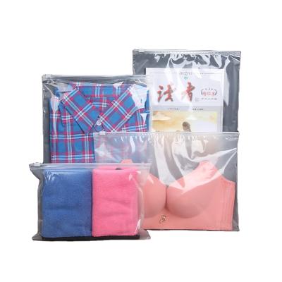 China BIODEGRADABLE Custom Clear Zip Lock Plastic Logo Printing Slide Frosted Zipper Plastic Cat House Wing Poly Bag T-shirt Apparel Bag With Packaging for sale