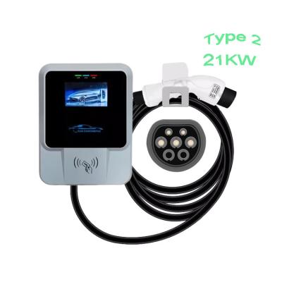 China Wallbox 32A 21KW Fast Home Type2 Charging Station Electric Vehicle Charging Evse EV Portable Charger for sale