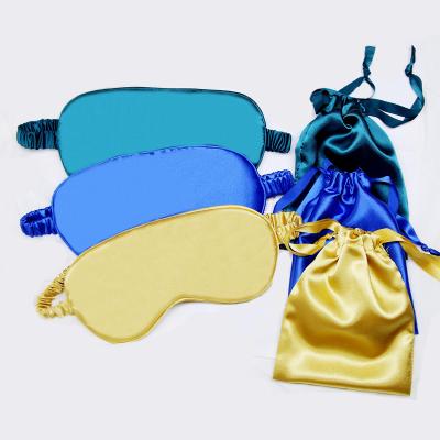 China Custom Soft Silk Silk Sleep Promotion Private Label Logo Hotel Travel Wedding Gift Satin Eye Mask With Drawstring Bag for sale