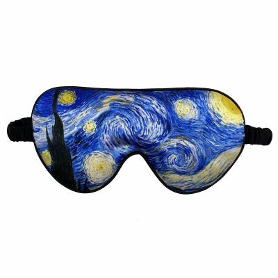 China Custom Travel Home Sleep Wear Mask People Sublimation Silk Eye Mask With Embroidery LOGO for sale