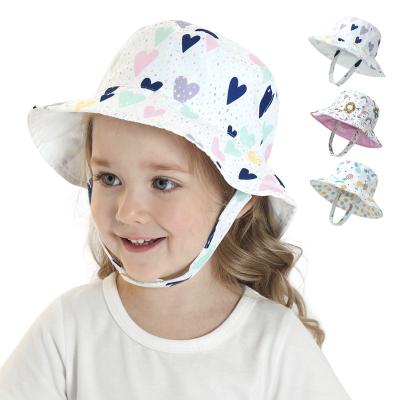 China Kids Adjustable Sun Hat Double Side Sun Protection Double Side Kid Hats Summer Sun Umbrella Children UV Bucket Hats With String for sale