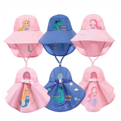 China UPF 50+ Wide Brim Kids Beach Unicorn Mermaid Bucket Hat Boys Girls UPF 50+ Sun Protection Outdoor UV Waterproof Hat for sale