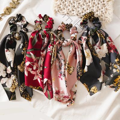 China New Hair Decoration Fashion Chiffon Printing Scarf Scrunchies For Women Exquisite Hair Tie Ponytail Holder Rope Knot Scrunchies for sale