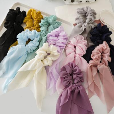 China New Arrival Fashion Women Vintage Hair Scrunchies Chiffon Bow Floral Printing Hair Scrunchies Hair Decoration For Girls for sale