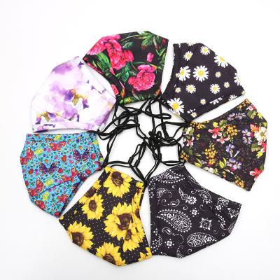 China Cotton Adults Wholesale Fashion Reusable Washable Floral Printed Face Mask Custom Design Printed Cotton Face Party Masks Face Launched for sale