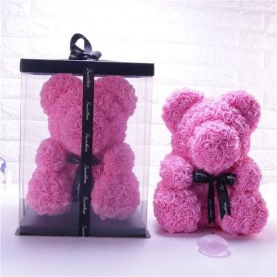 China Unique Idea 25cm Teddy Rose Bear With Gift Box Artificial Bouquets Bridal Birthday Gift for sale