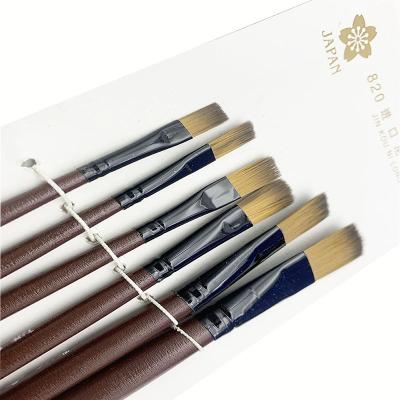 China High Quality 6pcs Nylon Coffee Color Oil Paint Artist Brush Set For Watercolor Oil Paint For Beginners And Artists for sale