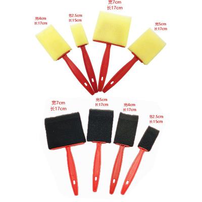 China Sponge Kids Diy Sponge Paint Brush Set Tools 4 Pcs Handle Black Plastic Sponge Paint Brush For Painting for sale