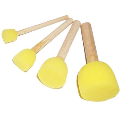 China Used for painting and stamping. Kids Craft Sponge Painting Set Foam Brush Kit Wooden Handle Mini Stamp for sale