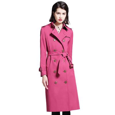 China Waterproof Pink Clothes For Lady Clothes Outerwear Oversize Women's Long Ditch Double Breasted Coats Women Plus Size Slim Women for sale