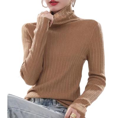 China Anti-Wrinkle Women Tortoise Neck Jumper Winter Ribbed Knitted Sweater Women's Slim Fit Long Stretch Pullover Sweater Tops for sale