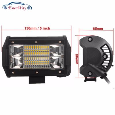 China 5 Inch 72W 10800LM Waterproof Durable Modified Auto Car Top LED Light With Two Rows Light Bars For Offroad Car Pickup EW-7201 for sale