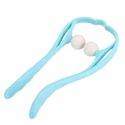 China Personal Care Plastic Handheld Dual U-Shape Manual Roller Neck Massager for sale