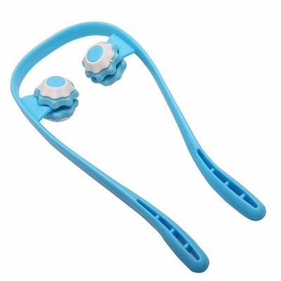 China Personal Care Plastic Handheld Dual U-Shape Manual Roller Neck Massager for sale