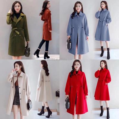 China Waterproof hot sale women's coats Winter Women Stylish Thick Double-breasted Overcoat Ladies Woolen Coat With Belt women's jackets for sale