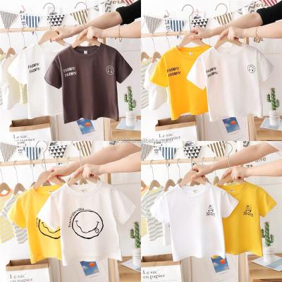 China Anti-Shrink Garment kids ribbed collar t shirt summer short sleeve girls t-shirts polo shirts children's clothes print t-shirts for sale