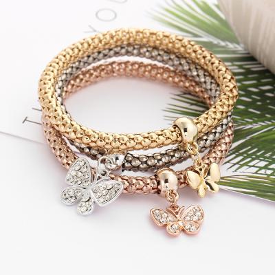 China Romantic Fashionable Hot Selling Crystal Pendant Bracelet Three Piece Crystal Micro Set Jewelry for sale