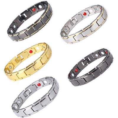 China Wholesale Gold Plated Titanium Steel Men Women Bracelet E17 Health Care Therapy Bracelet Lovers Heart Magnetic Health Energy Bracelet for sale