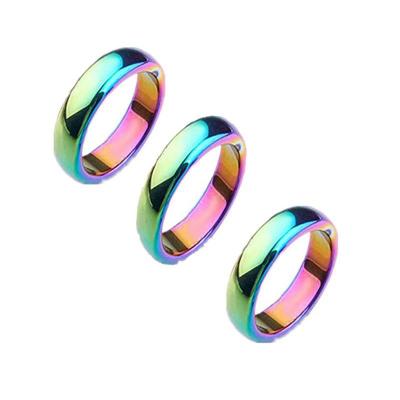 China Hot-selling style nickel and lead free 6T colorful curved hematite fashion magnetic ring for sale