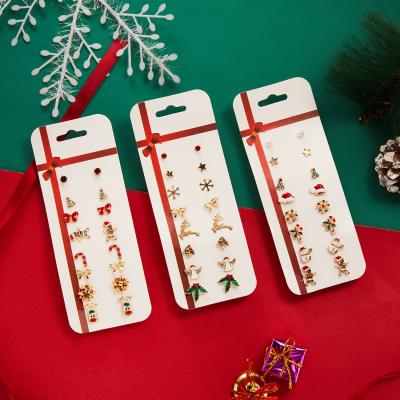 China Hot-selling Style Lead and Nickel Free Fashion 8 Pairs Stainless Steel Christmas Earring Set for sale