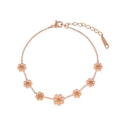 China Hot Fashion Lead Free and Nickel Free Style Stainless Steel Flower Gold Plated Adjustable Bracelet for sale