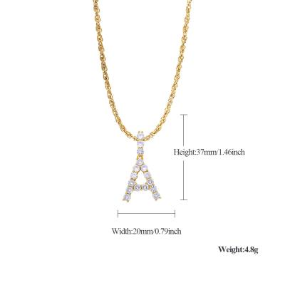 China Fashion Hot-selling style micro-inlaid 18k gold plated zircon letter pendant necklace for sale