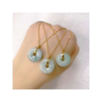 China Simple Fashion Clavicle Chain Gold Plated Jade Pendant Necklace for sale