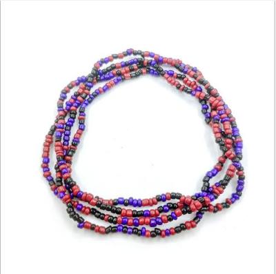 China Bohemia African Waist Bead Belly Chain Body Ornament Boho Style Colorful Elastic Rice Bead Waist Chain for sale