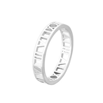 China Wholesale Modern Exquisite Stylish Ring CLASSIC Roman Numeral Hollow Unisex Couple Ring Three-Color Hollow Stainless Steel Design for sale