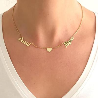 China FASHIONABLE Customer Personalized Letter Necklaces 14K Rose Gold Double Plated Filled Name Plate Necklace for sale